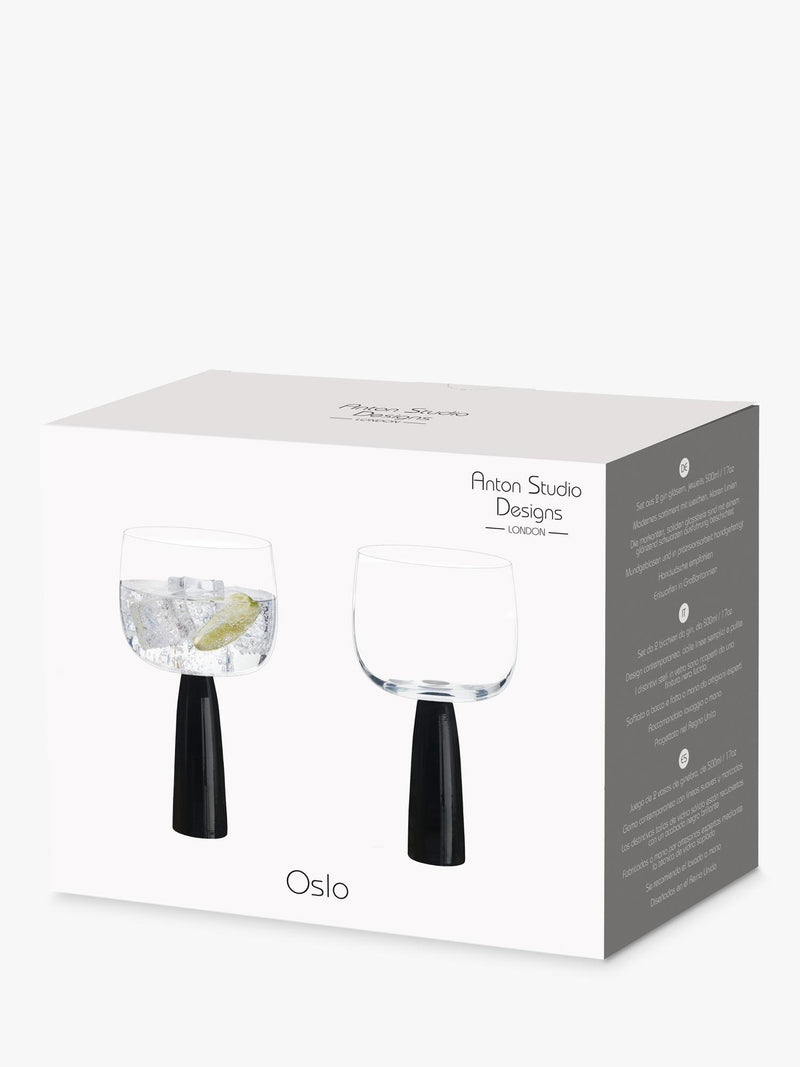 Anton Studio Designs Oslo gin glasses black stem 500ml - British product