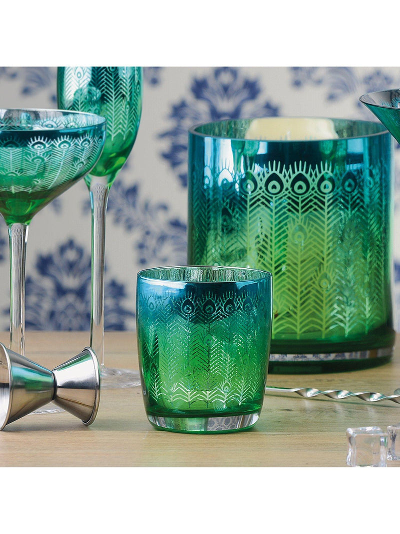 Artland peacock electroplated glass tumbler 450ml - British product