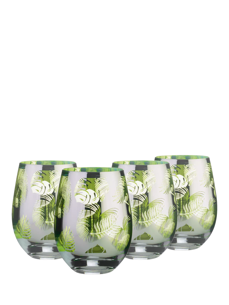 Artland Tropical Leaves electroplated glass tumblers set - British product
