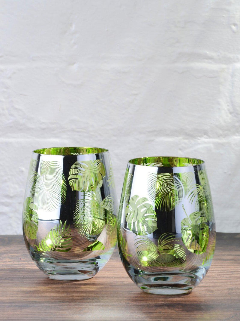 Artland Tropical Leaves electroplated glass tumblers set - British product