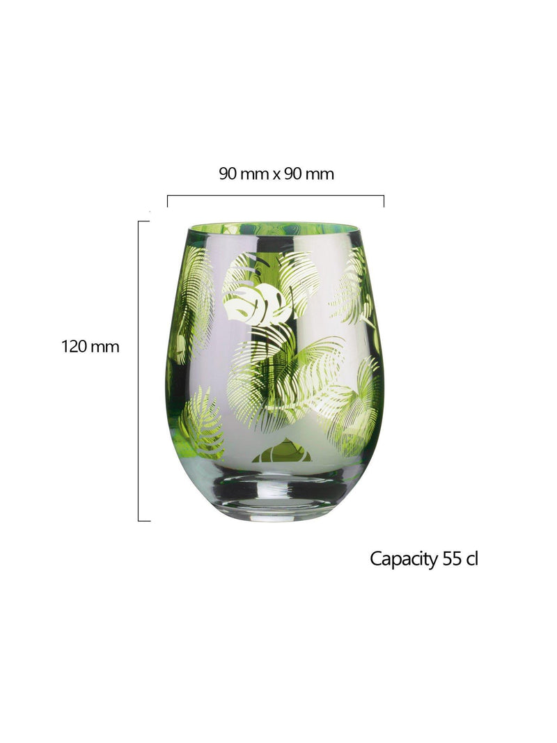 Artland Tropical Leaves electroplated glass tumblers set - British product