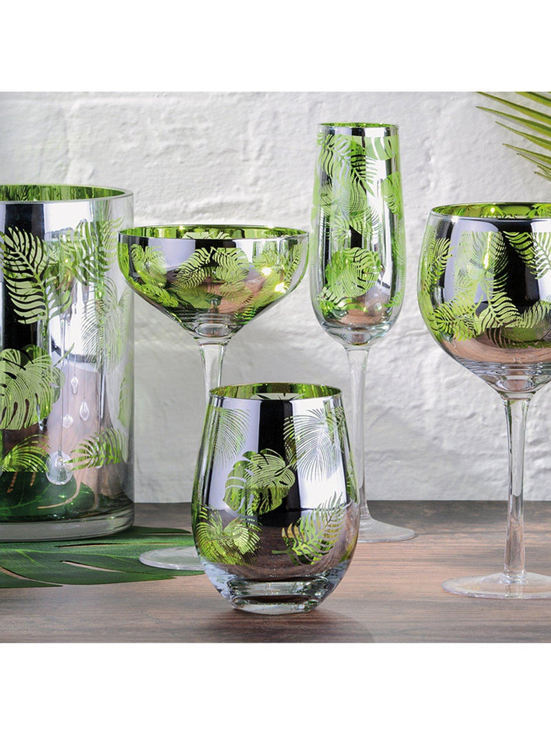 Artland Tropical Leaves electroplated glass tumblers set - British product