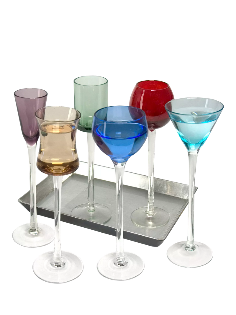 Artland Jewel Tone liqueur glass set 7 piece, imported from the UK