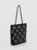 Mango Abra eyelet tote bag black, imported from the UK