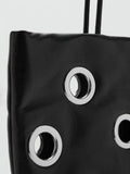 Mango Abra eyelet tote bag black, imported from the UK