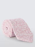 John Lewis Leaf Print Silk Tie, Light Pink