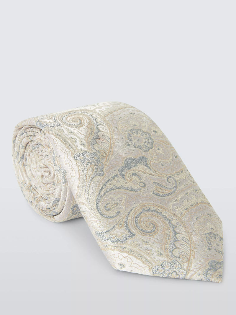 John Lewis paisley silk tie in natural, UK version