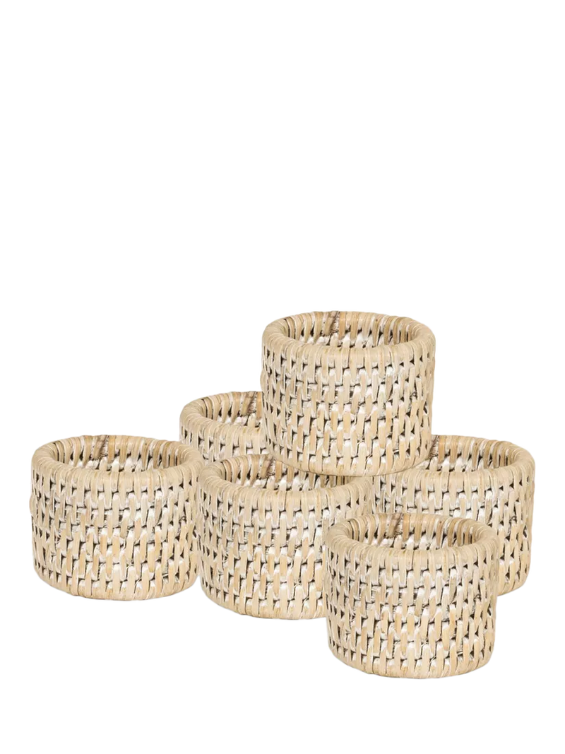 Neptune Ashcroft rattan napkin rings set of 6, UK version