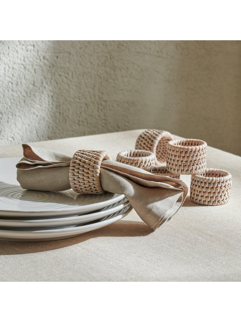 Neptune Ashcroft rattan napkin rings set of 6, UK version