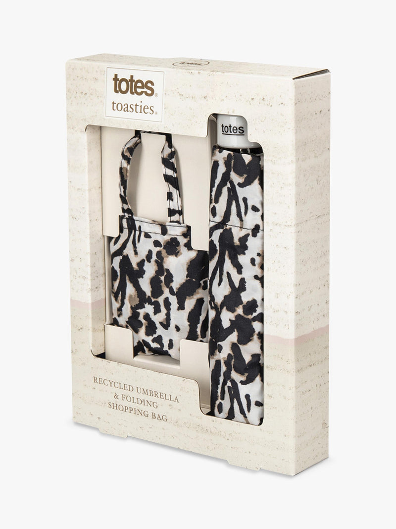 totes supermini umbrella and shopper bag set animal print (British brand)