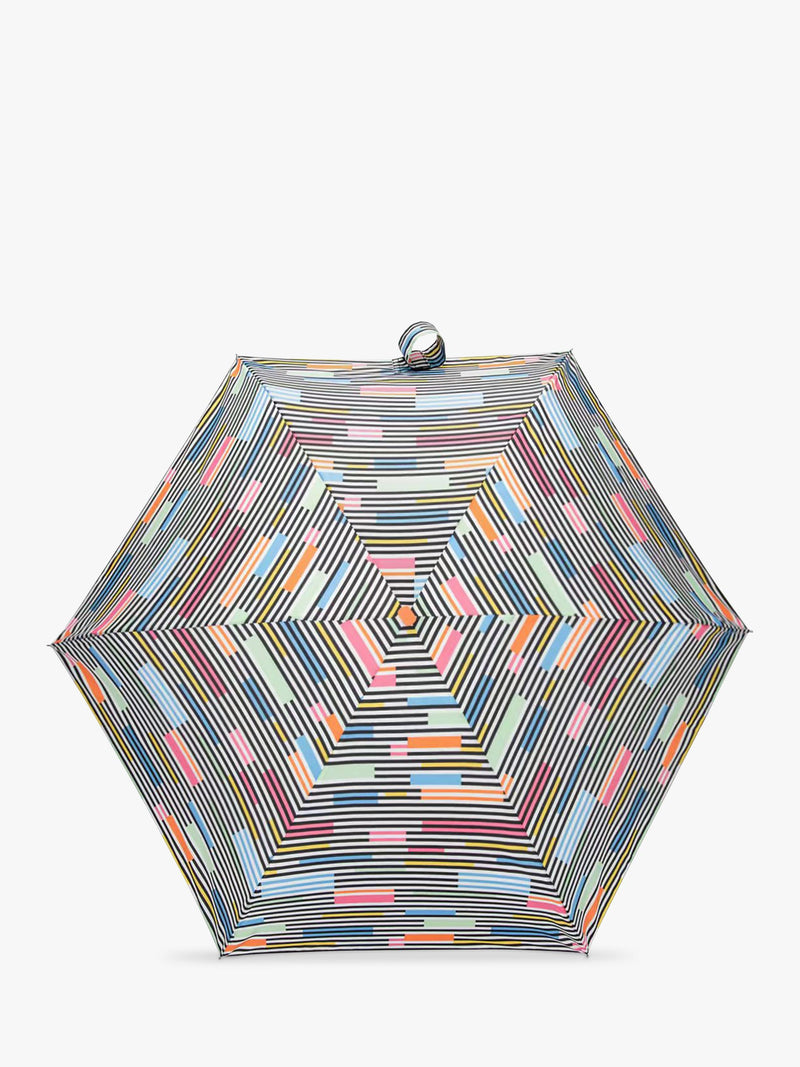 totes Compact Flat Colour Block Stripe Umbrella, imported from the UK