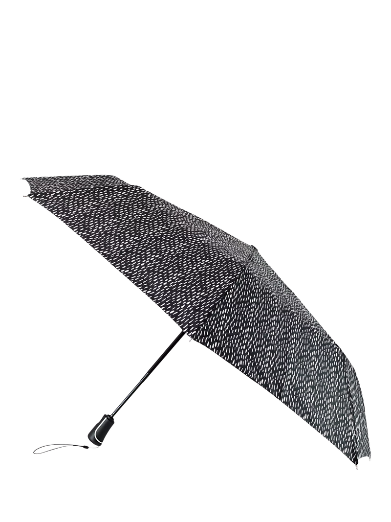 totes automatic umbrella black white drops print (British brand)