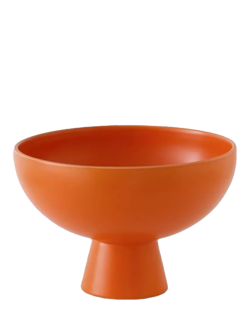 raawii Strøm medium earthenware footed serve bowl 19cm vibrant orange, UK version