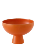 raawii Strøm medium earthenware footed serve bowl 19cm vibrant orange, UK version