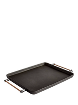John Lewis Pottery Barn Beltic Rectangular Aluminium Tray with Leather Wrap Handles, Bronze- Buy online at McGrocer