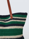 John Lewis striped cotton tote bag green navy - British product