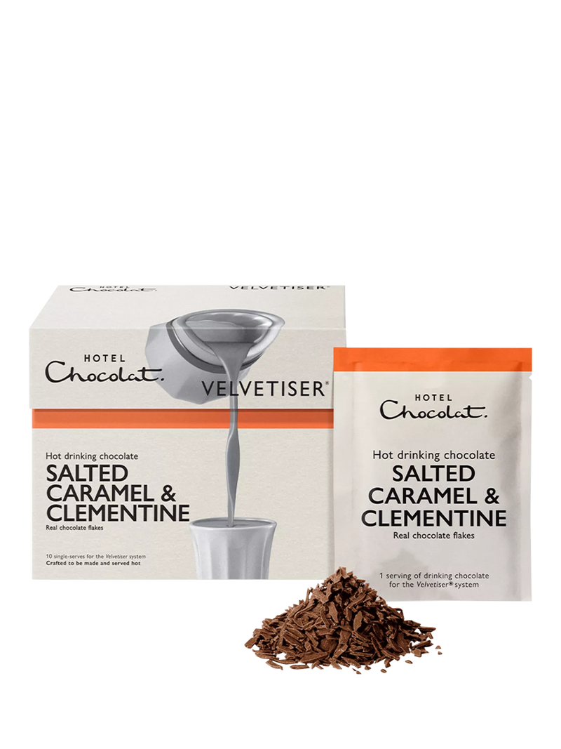 Hotel Chocolat salted caramel and clementine hot chocolate sachets 310g, UK version