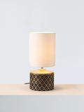 John Lewis wooden table lamp with textured shade, imported from the UK