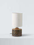 John Lewis wooden table lamp with textured shade, imported from the UK