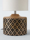 John Lewis wooden table lamp with textured shade, imported from the UK