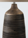 John Lewis mango wood grooved table lamp with linen shade (British brand)