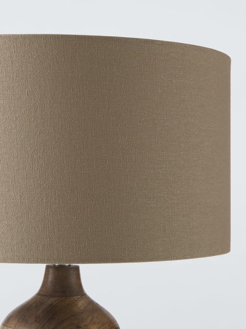 John Lewis mango wood grooved table lamp with linen shade (British brand)