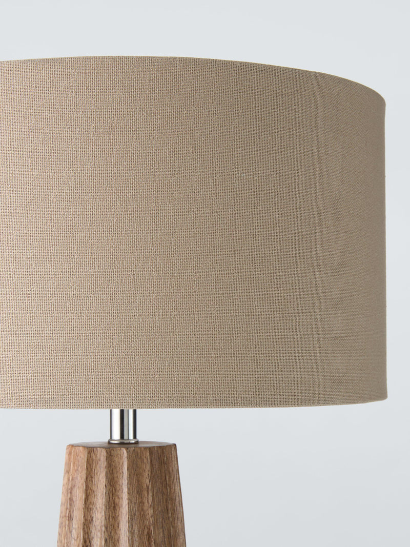 John Lewis Vallei mangowood table lamp with cotton shade - British product