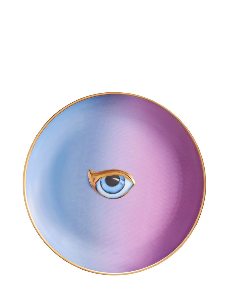 L'OBJET Lito porcelain plate 13cm blue pink, imported from the UK