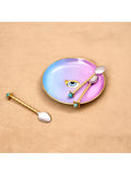 L'OBJET Lito porcelain plate 13cm blue pink, imported from the UK