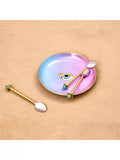 L'OBJET Lito porcelain plate 13cm blue pink, imported from the UK