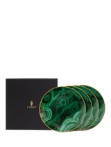 John Lewis L'OBJET Malachite Porcelain Canape Plates, Set of 4, 13cm, Green/Gold- Buy online at McGrocer