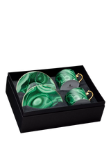 John Lewis L'OBJET Malachite Porcelain Cups & Saucers, Set of 2, Green/Gold- Buy online at McGrocer