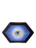 L'OBJET porcelain tray hexagon blue black 15x23cm, imported from the UK