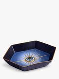L'OBJET porcelain tray hexagon blue black 15x23cm, imported from the UK