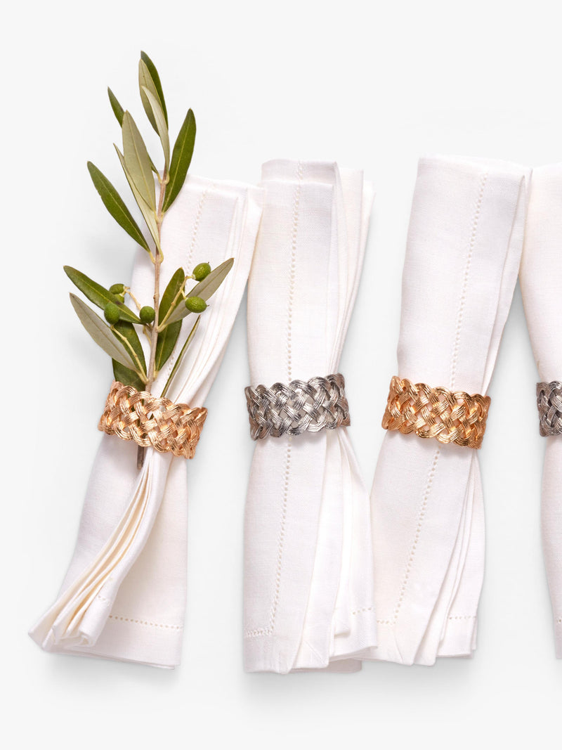 L'OBJET gold plated brass napkin rings set of 4, UK version