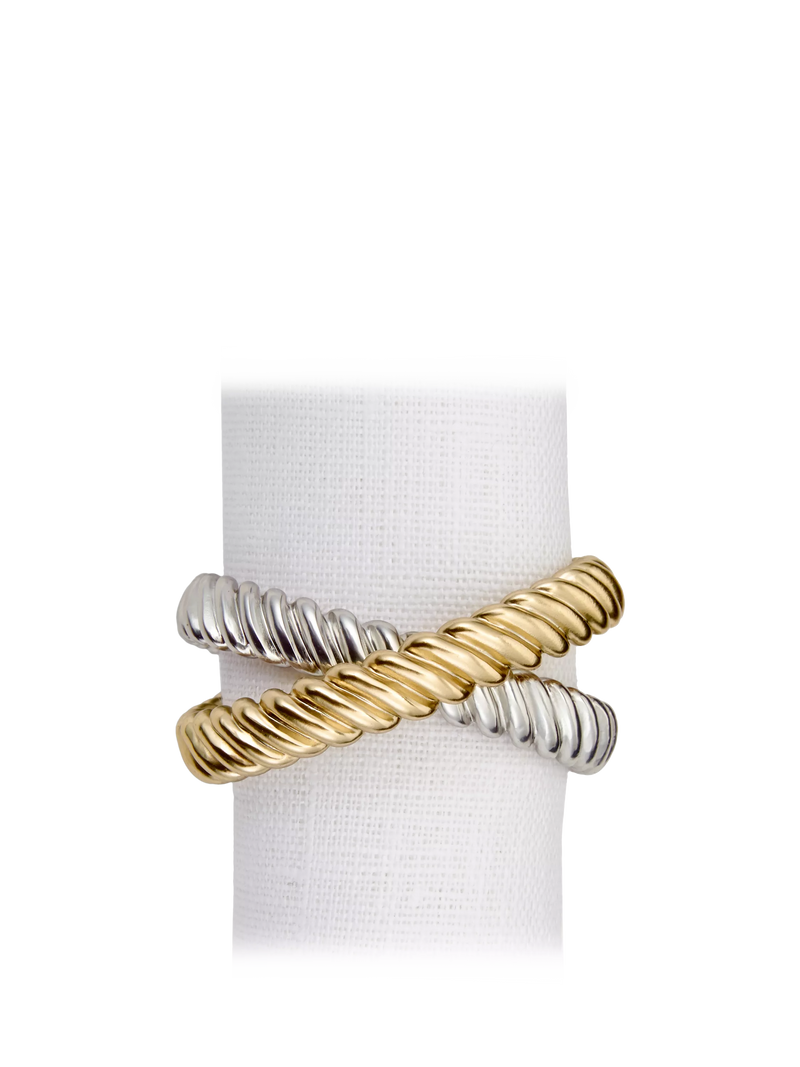 L'OBJET gold and platinum brass napkin rings set of 4 (British brand)