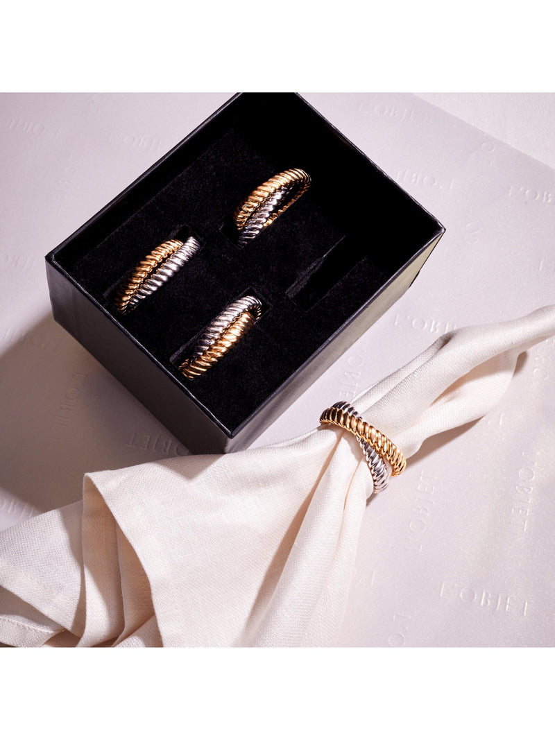 L'OBJET gold and platinum brass napkin rings set of 4 (British brand)
