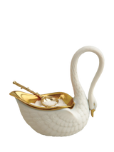 John Lewis L'OBJET Swan Porcelain Salt Cellar Gold/White 9 x 9cm- Buy online at McGrocer