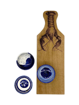 John Lewis Selbrae House Artisan Stoneware Dip Bowls & Oak Wood Serving Board Blue/Natural 53cm- Buy online at McGrocer