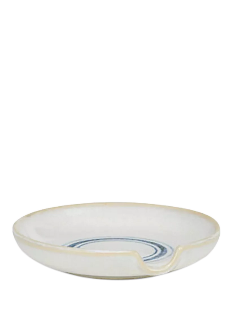 Neptune Melbury stoneware spoon rest in navy stripe (British brand)
