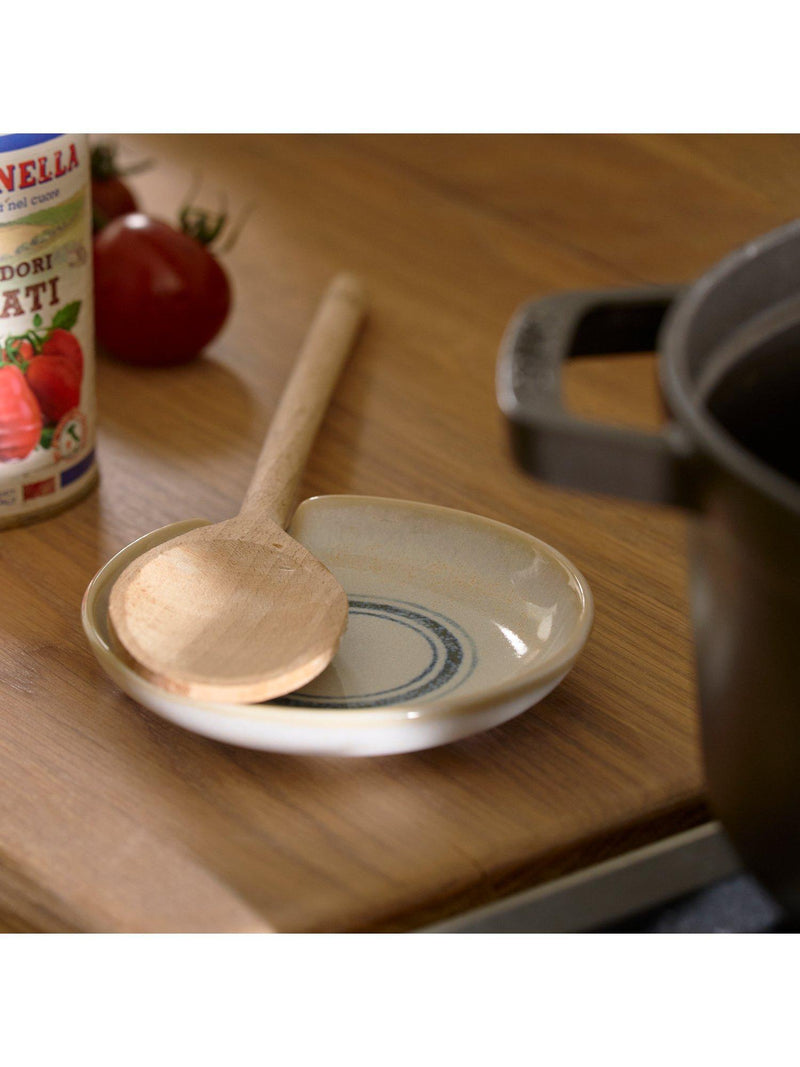 Neptune Melbury stoneware spoon rest in navy stripe (British brand)