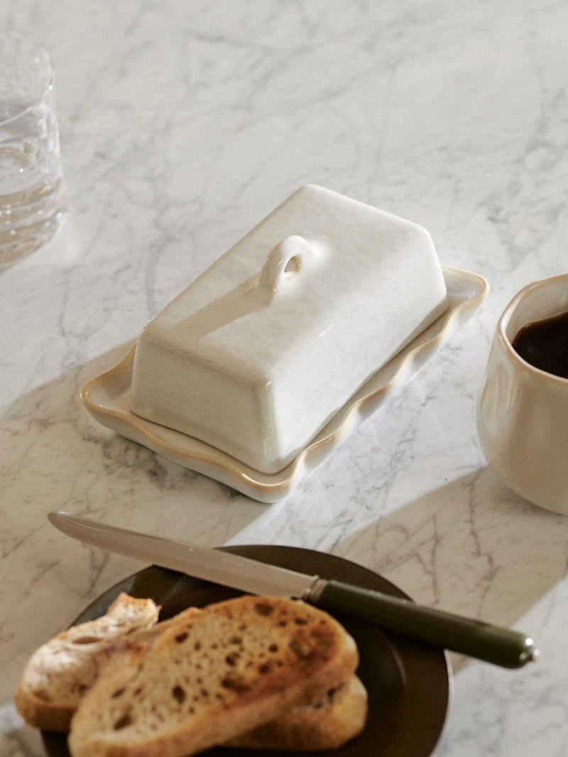 Neptune Bramley stoneware butter dish natural speckled - British product