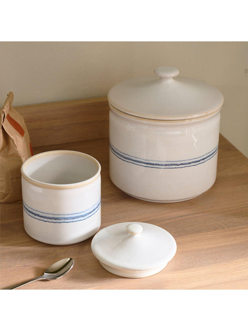 Neptune Melbury small stoneware storage jar natural navy, UK version