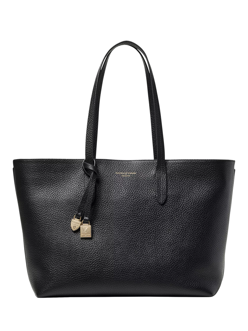 Aspinal of London East West leather tote bag black - British product