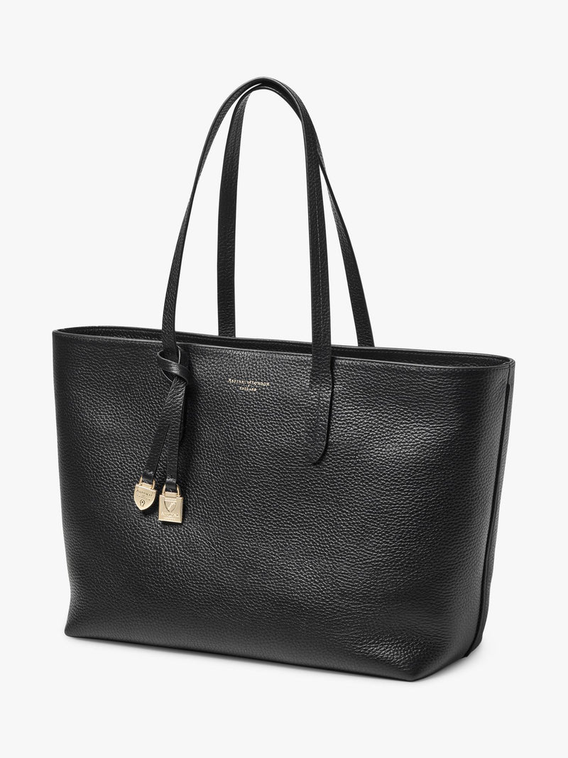 Aspinal of London East West leather tote bag black - British product