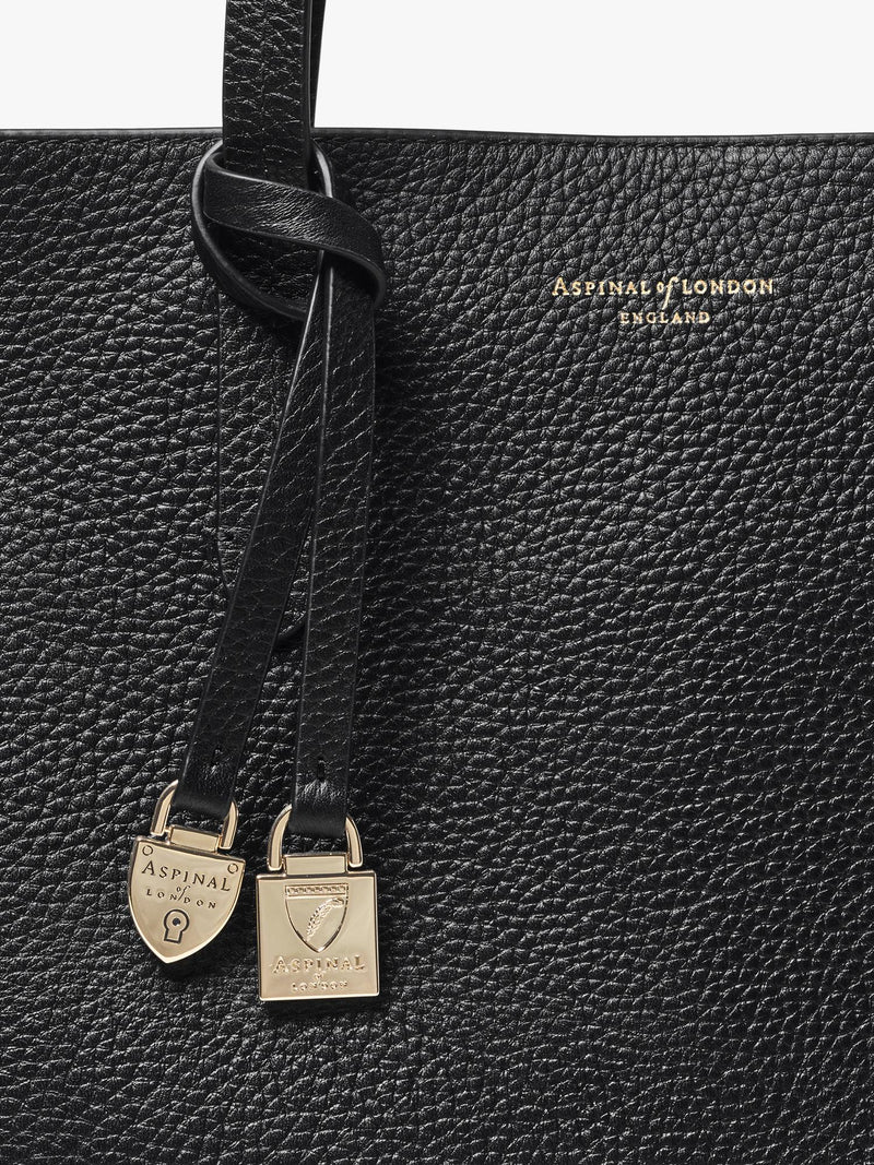 Aspinal of London East West leather tote bag black - British product