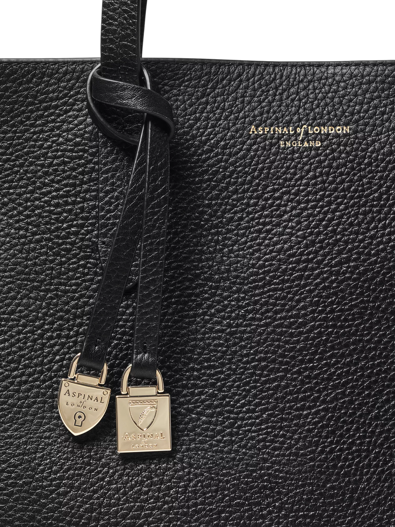 Aspinal of London East West leather tote bag black - British product