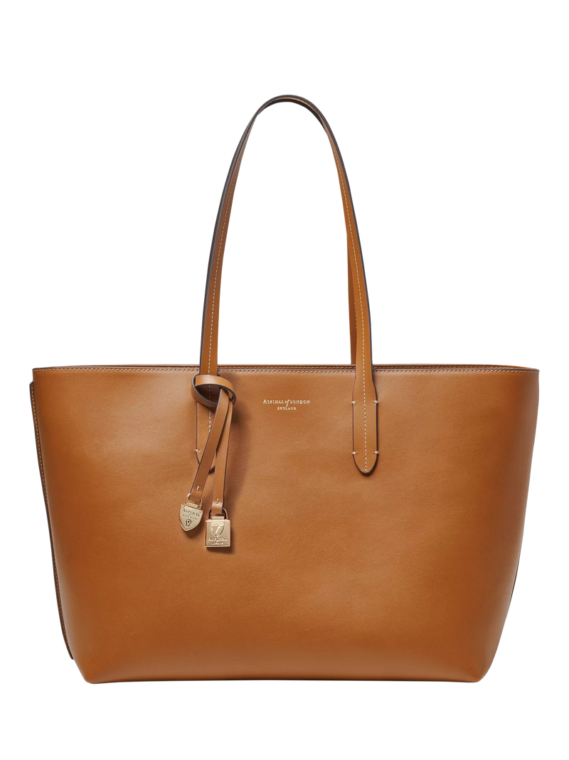 Aspinal of London East West Leather Tote Bag in Tan - British product