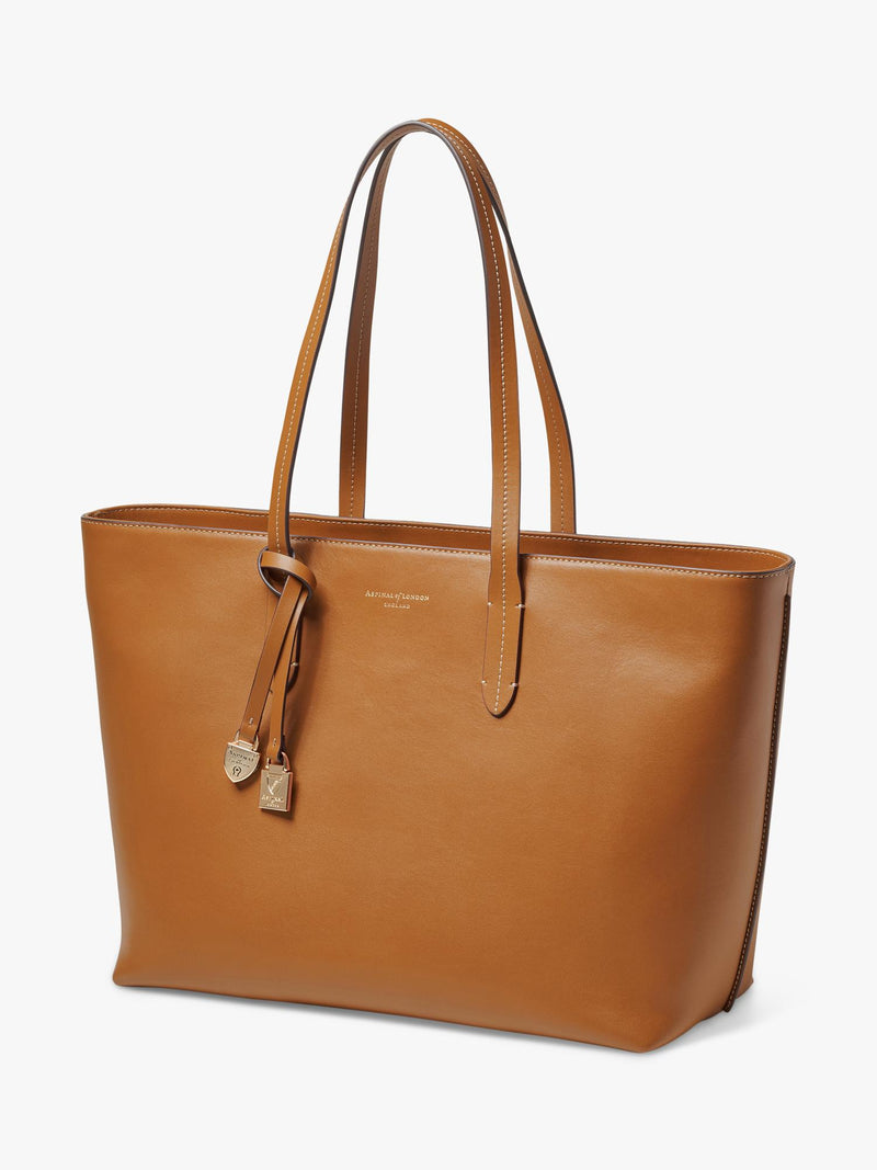 Aspinal of London East West Leather Tote Bag in Tan - British product