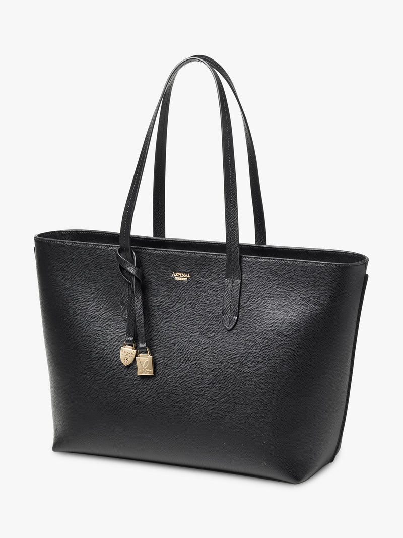 Aspinal of London leather tote bag black - British product